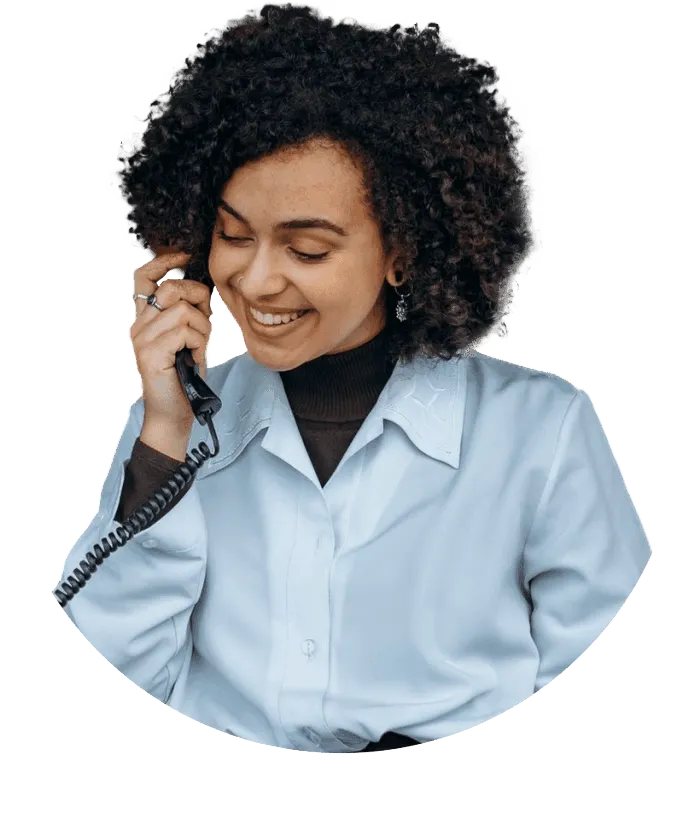 gigFAST VOICE girl at the phone