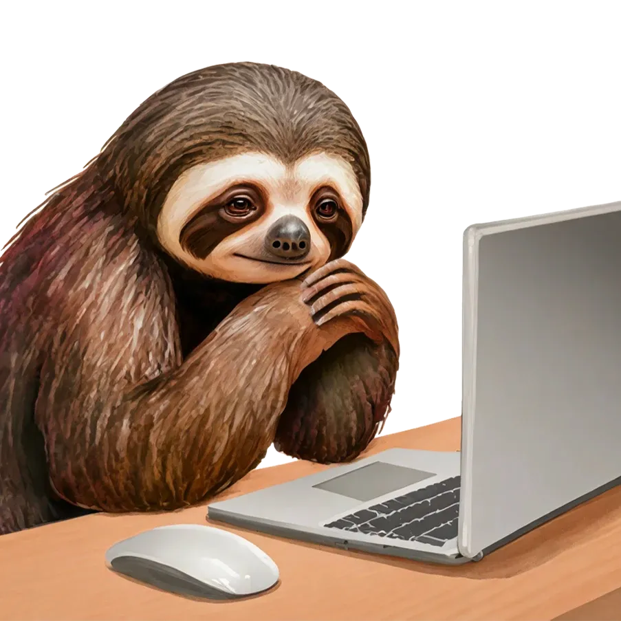 A Sloth trying to use really slow internet